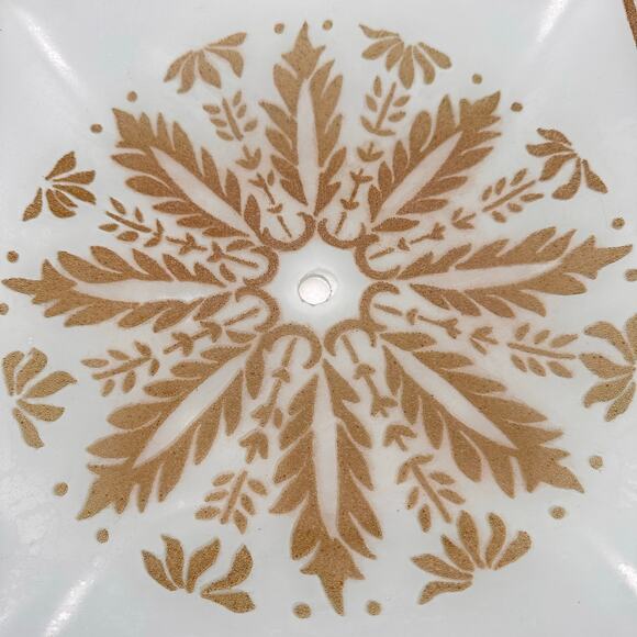 Vtg MCM square Ceiling Light Fixture Cover White Glass Gold Shade 16" 50s 60s EC - Picture 8 of 16